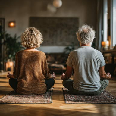 Групові заняття йогою для літніх людей